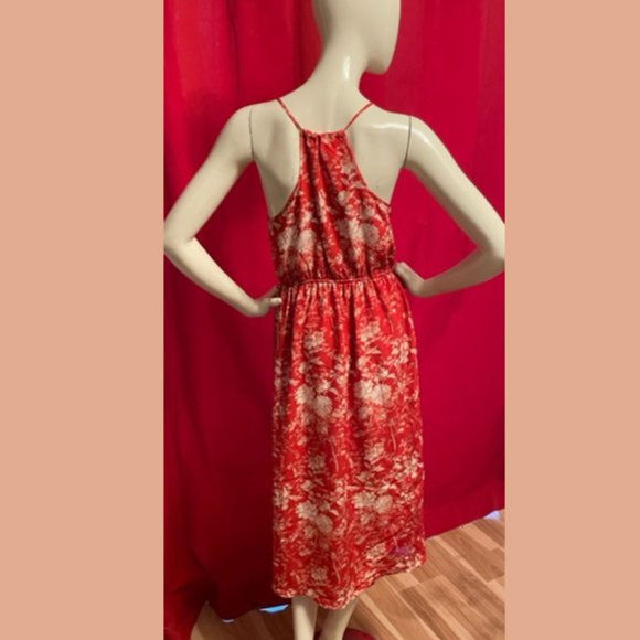 Lucky Brand Red Floral Silk Hi Lo Dress NWT Size Small - Picture 5 of 8